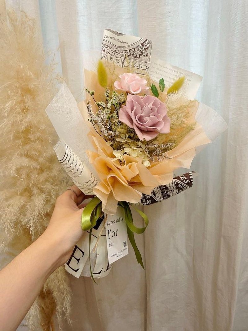 永生花束【溫暖如你】乾燥花束 生日禮物 畢業花束 母親節花束 - 乾燥花/永生花 - 植物．花 