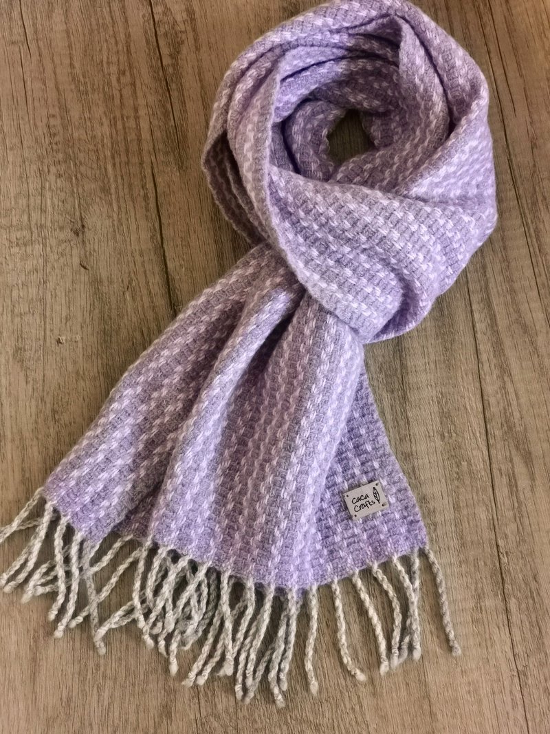 Handwoven by Carina | Handwoven yak wool scarf - Knit Scarves & Wraps - Wool Purple