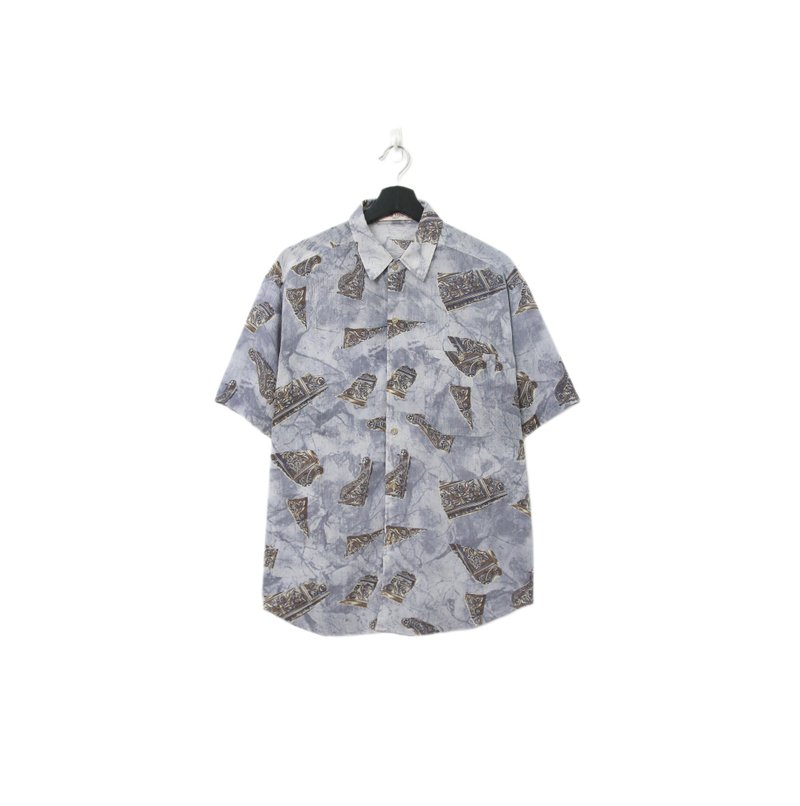 Back to Green- 袖花襯衫 微透膚 雕刻碎片 sf-04vintage shirt - 男襯衫/休閒襯衫 - 聚酯纖維 