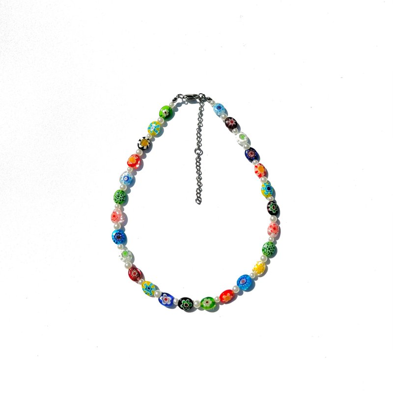 Necklace Miami • Murano Stones • Pearls • Beach Jewelry • Bohemian Boho Chic - 項鍊 - 銀 多色