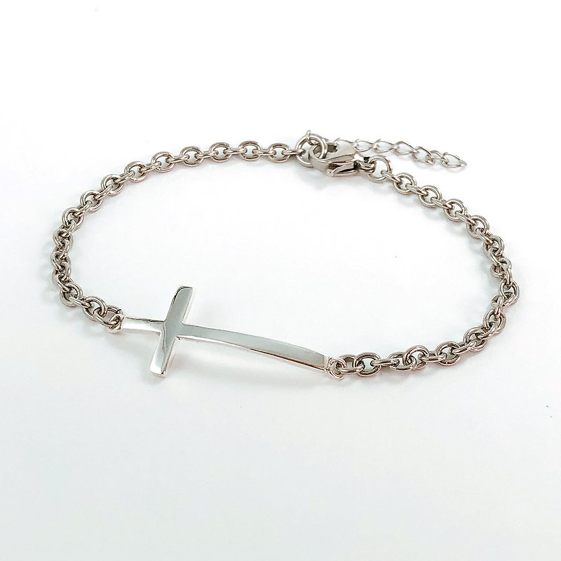 Ohappy. Middle cross bracelet - Bracelets - Sterling Silver Silver