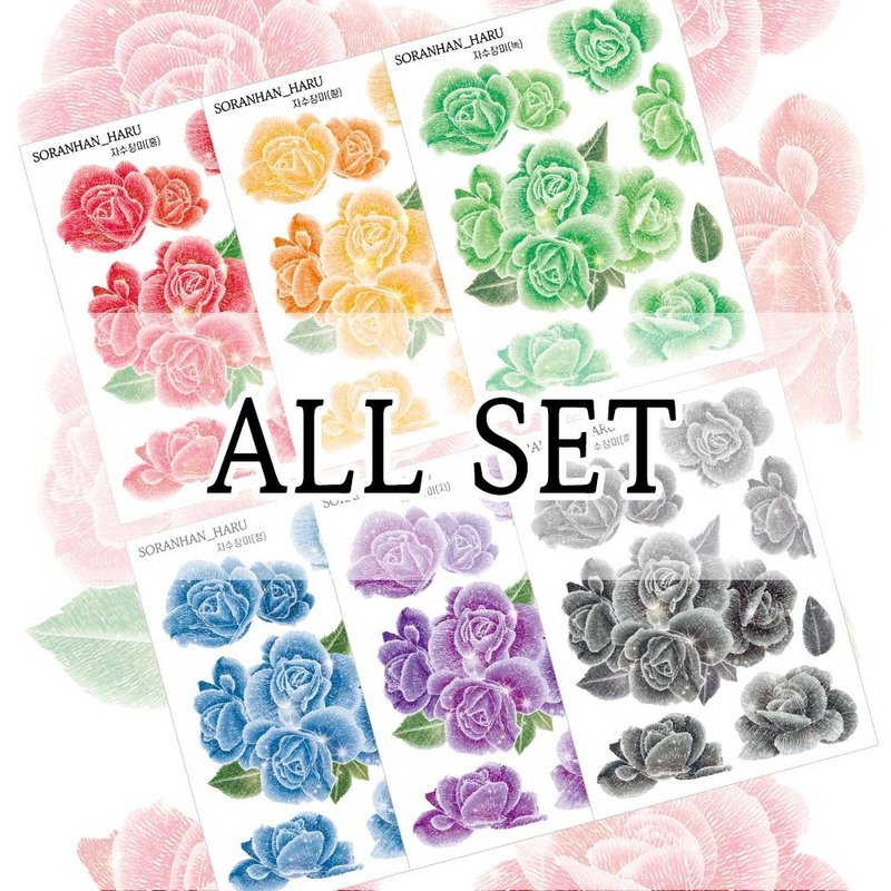 Embroidery rose sticker (soranhan haru) - 貼紙 - 紙 多色