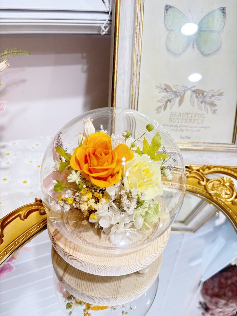 日光暖語-永生花玻璃罩 - 乾燥花/永生花 - 植物．花 黃色