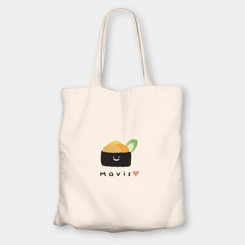 壽司 客製化英文名 環保購物袋 側背包 tote 帆布袋 PU014 - 側背包/斜背包 - 棉．麻 白色