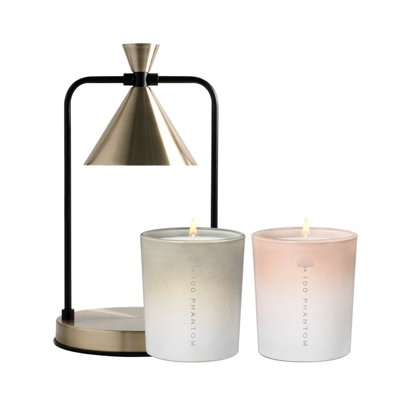 Classic Fragrance Warm Light Set (Includes Two Candles) - Dimmable Dimmable Melting Wax Lamp Fragrance Ceremony - เทียน/เชิงเทียน - โลหะ สีกากี