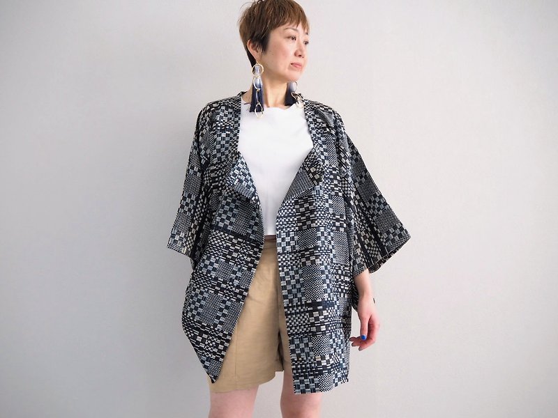 精緻編織和服、寬鬆版型夾克、日本和服時尚、時尚和服 - 帽T/大學T - 絲．絹 
