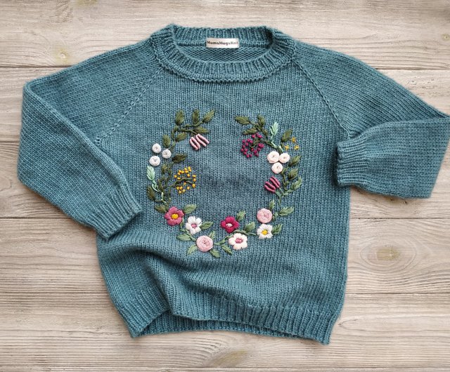 Girls Baby Alpaca Wool Sweater Hand Embroidered S