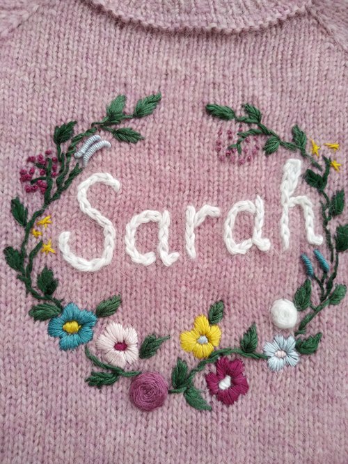 Girls Baby Alpaca Wool Sweater Hand Embroidered S