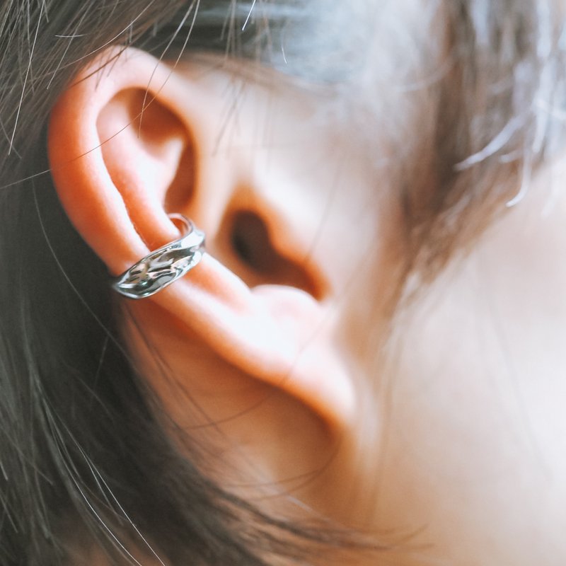 [Gift] Sculpture sterling silver painless ear bone clip ear bone buckle イヤーカフ men - Earrings & Clip-ons - Sterling Silver Silver