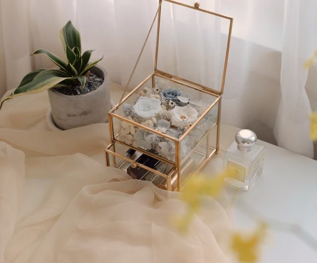 Glass Storage Jewelry Box, Geometric Glass Organizer Box