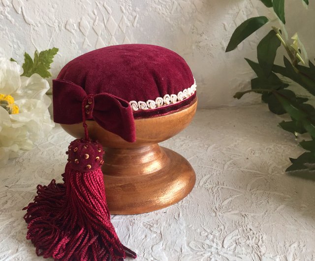 Sewing Pin Cushion Ring Sewing Pincushion Burgundy 