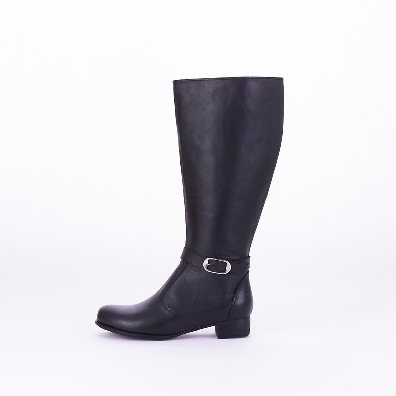 Oversized Boots 41-46 Made in Taiwan Boutique Full Leather Enlarged Boots 3.5cm Black - Women's Boots - Genuine Leather Black