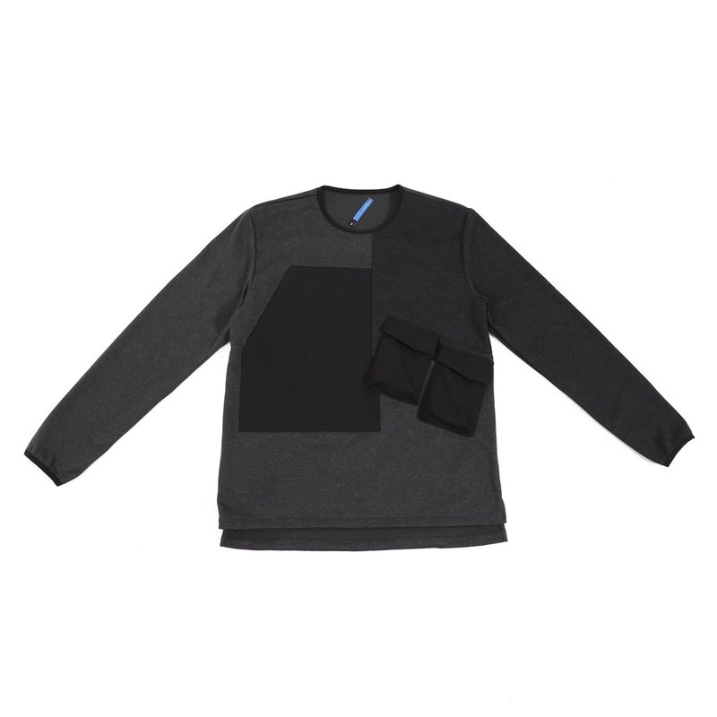 Geometric Pocket Knit Top - Black - Men's Sweaters - Cotton & Hemp Black