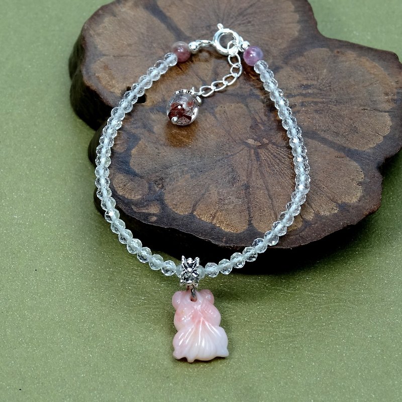 Bracelet, Topaz, Pink Opal, Fish, Sterling Silver, Handmade Jewelry - Bracelets - Gemstone 
