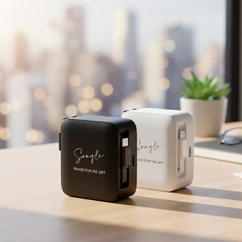 客製化禮物|45W氮化鎵伸縮線充電器|typec伸縮線|客製化鐫刻 - 行動電源/充電線 - 其他材質 多色