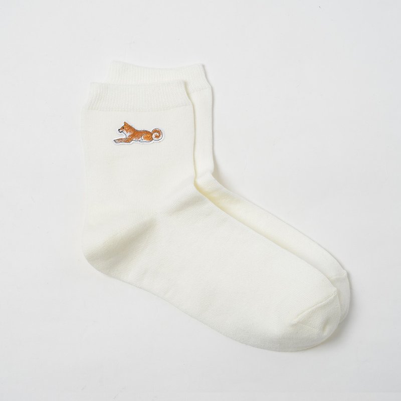 SHORT SOCKS SPHINX PATCH for WOMAN - 襪子 - 棉．麻 白色
