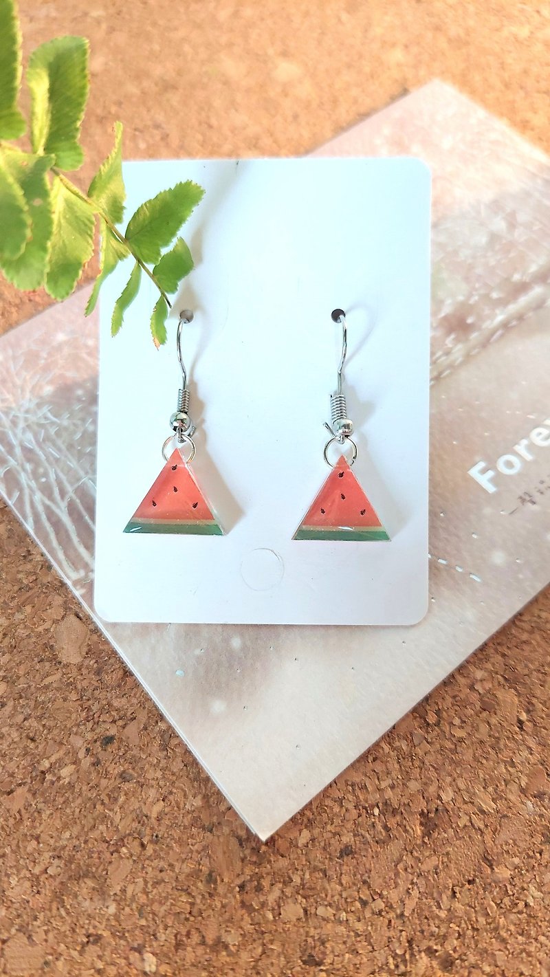 Watermelon/Fresh Fruit Series/Resin Earrings - Earrings & Clip-ons - Resin Red