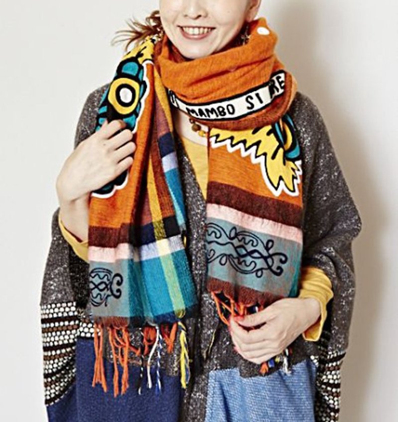 【Pre-order】 ☼ Embroidery Flower Tassel Shawl / Scarf ☼ (Two Colors) - Scarves - Other Materials Multicolor