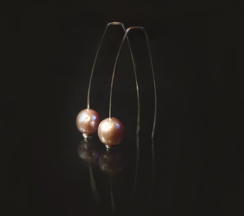 Pearl Earrings & Clip-ons Pink - dangling pearl silver earring/ pearl jewelry