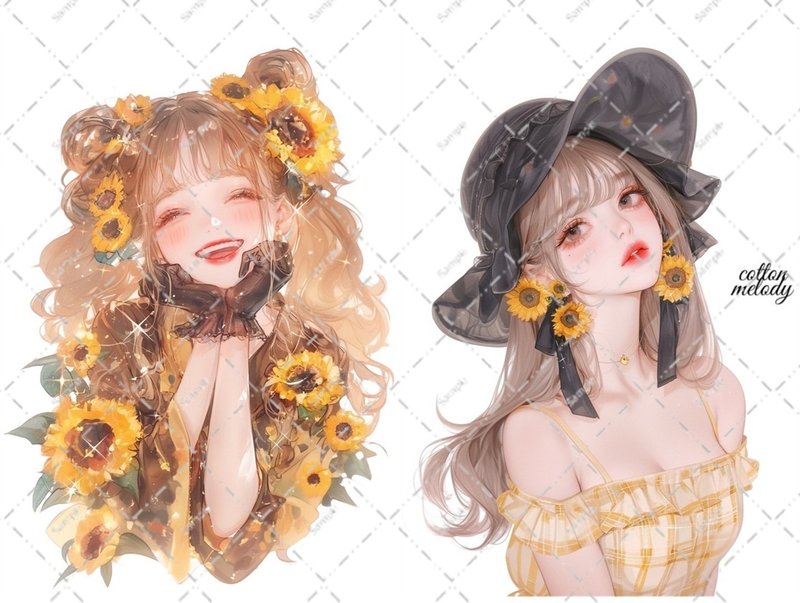 original sticker no.6302 人物ステッカー オリジナルステッカー 人物ステッカー 女の子ステッカー オリジナル人物ステッカー - 貼紙 - 紙 