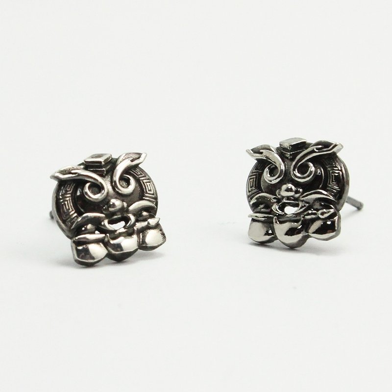 925 Sterling Silver Hui Ling Wenchang Lion Sword Earrings e9702-2 - Earrings & Clip-ons - Sterling Silver 