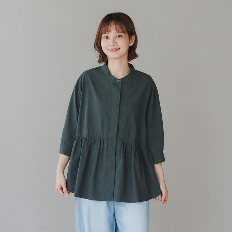 【Simply Yours】小裙擺天絲襯衫 深灰F - 女襯衫 - 棉．麻 灰色