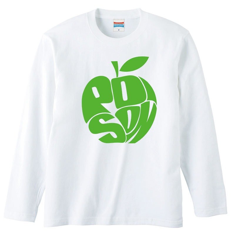 Long sleeve T-shirt / poisoned apple green - เสื้อยืดผู้ชาย - ผ้าฝ้าย/ผ้าลินิน ขาว