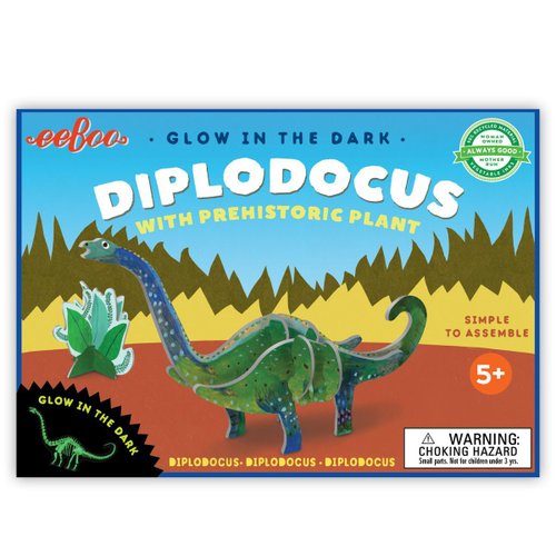 eeBoo 臺灣總代理 eeBoo 3D立體微夜光恐龍- 粱龍 3D Dinosaurs Diplodocus