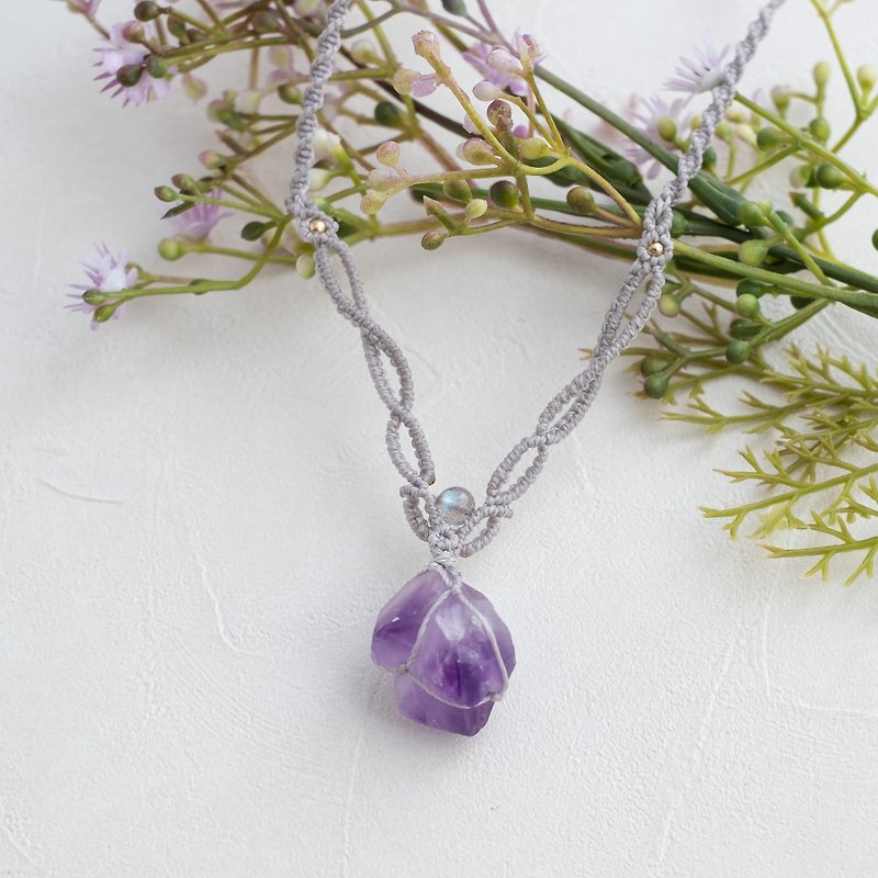 Amethyst Macrame Necklace - Necklaces - Polyester Purple