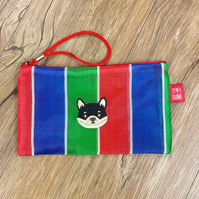 Shiba Inu Embroidered Eggplant Storage Bag - กระเป๋าสตางค์ - พลาสติก หลากหลายสี