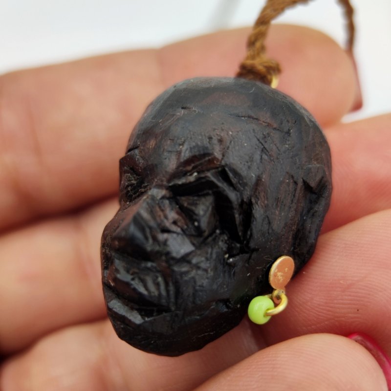 Wooden handmade pendant. with 18k gold. Necklace.  Ebony wood - 長項鍊 - 木頭 
