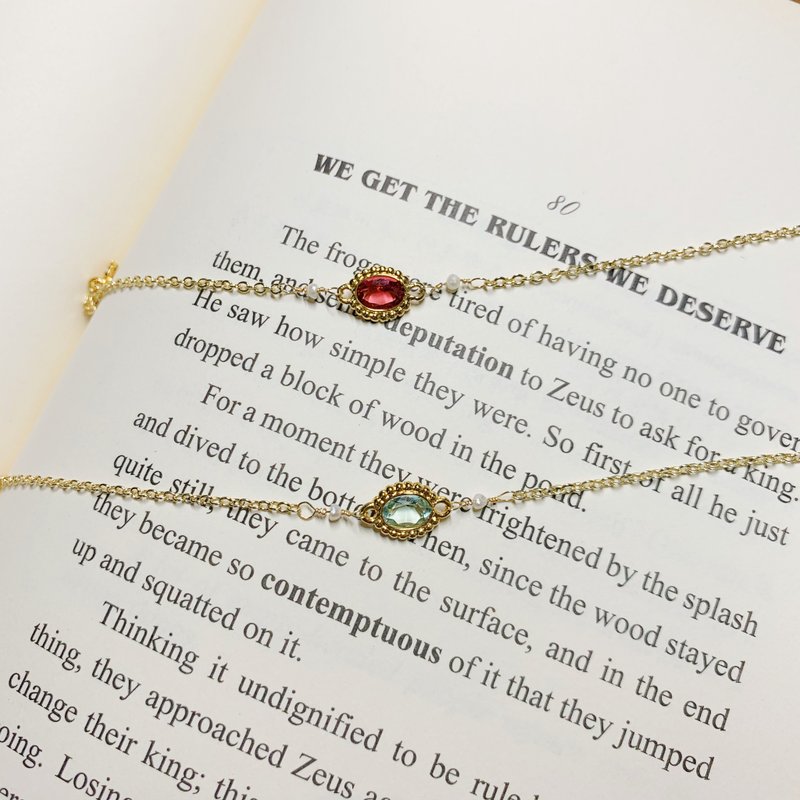 SL332 Classic Crystal Bracelet (Fresh Green/Elegant Red) - Bracelets - Other Metals Red