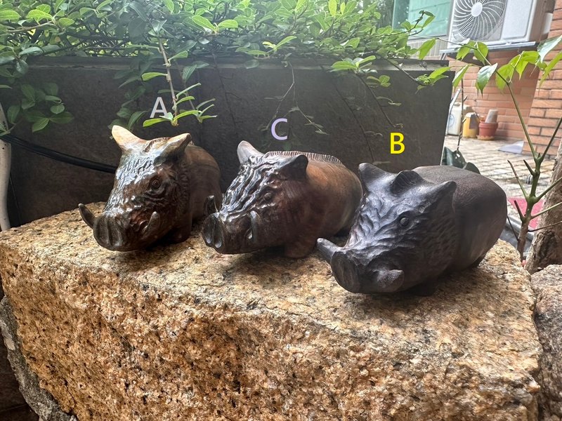 Forest Series: Mountain Boar Wooden Pet - Items for Display - Wood Brown