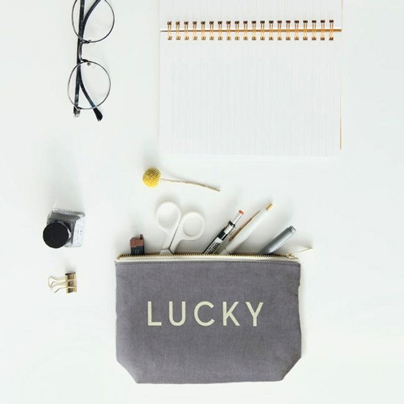 Dessin x GMZ- luck letter Storage Universal Bag - Textured gray, GMZ02711 - Toiletry Bags & Pouches - Other Materials Gray