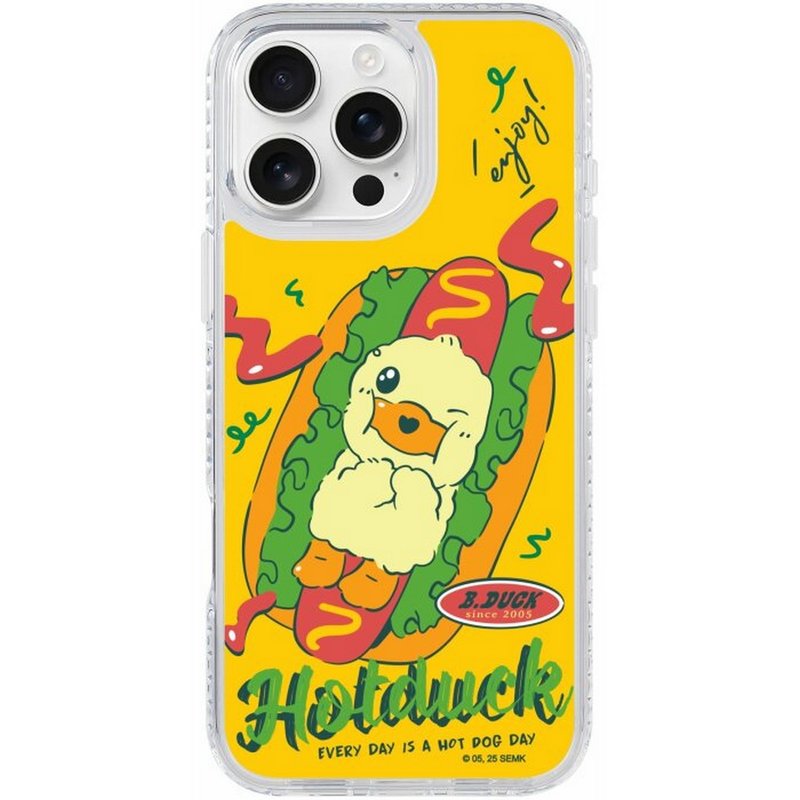 聯名系列火腿小黃鴨iPhone16 Samsung S25氣墊標準防摔鏡面手機殼 - 手機殼/手機套 - 塑膠 多色