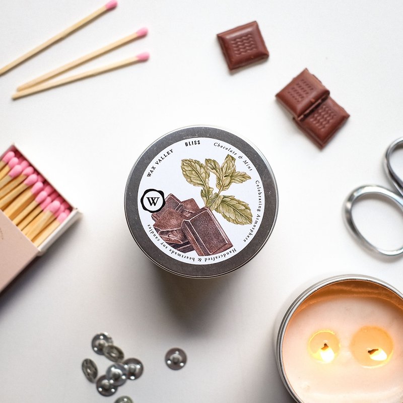 Soy Candle Bliss Blend Portable Tin - Chocolate &amp; Mint