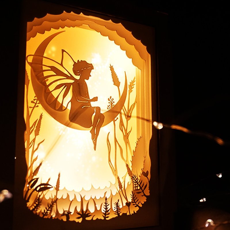 | Light and Shadow Story | Mini Paper Sculpture Night Light | Butterfly Elf Girl | - Lighting - Paper Yellow