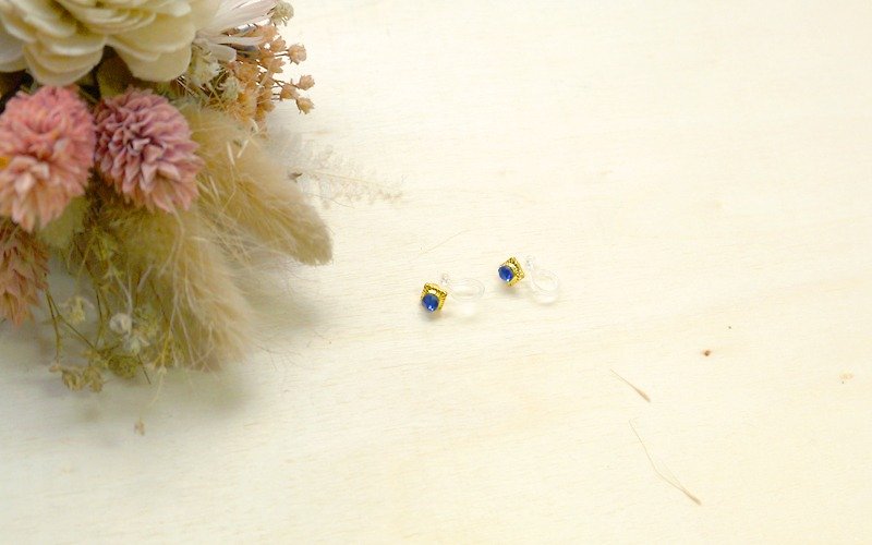 SL268 Light you up blue square clip-on earrings - Earrings & Clip-ons - Other Materials Blue