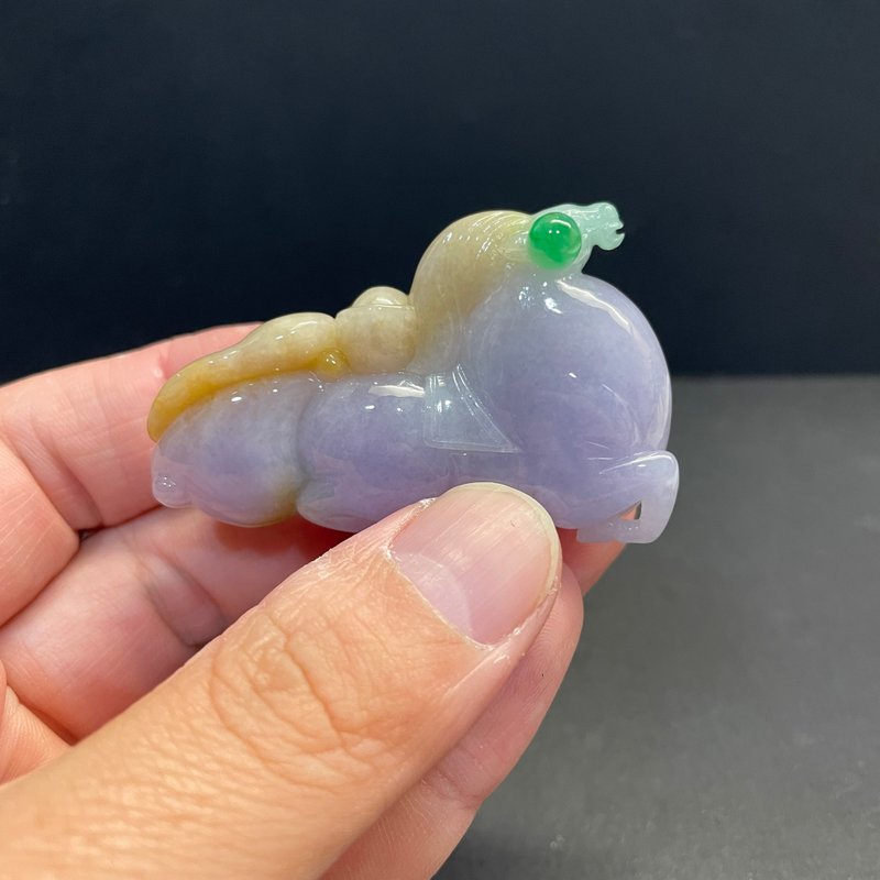 瀚玉珠寶 天然A貨翡翠 三彩唐馬翡翠 擺件 福祿壽 十二生肖 馬 - 其他 - 玉石 