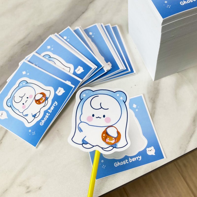 Ghost Blue berry peel-off sticker - Korean Cute Diary (lintam) - 貼紙 - 紙 藍色