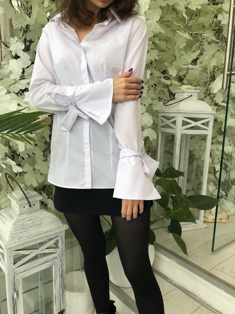 Women Classic shirts, Extravagant White Women's Blouse, Elegant Cotton Shirts - 女襯衫 - 棉．麻 白色