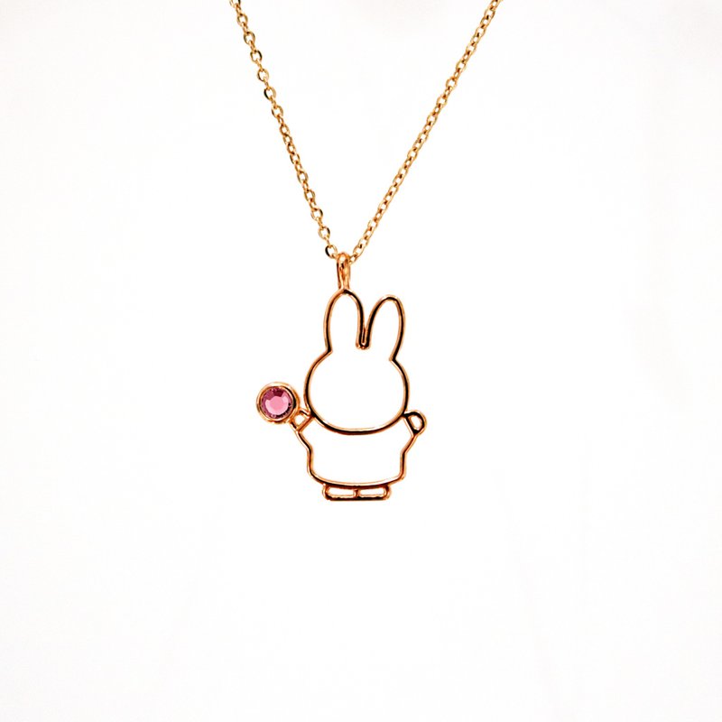 【Pinkoi x miffy】Miffy 粉晶水晶項鍊 | 十月誕生石 - 項鍊 - 水晶 粉紅色