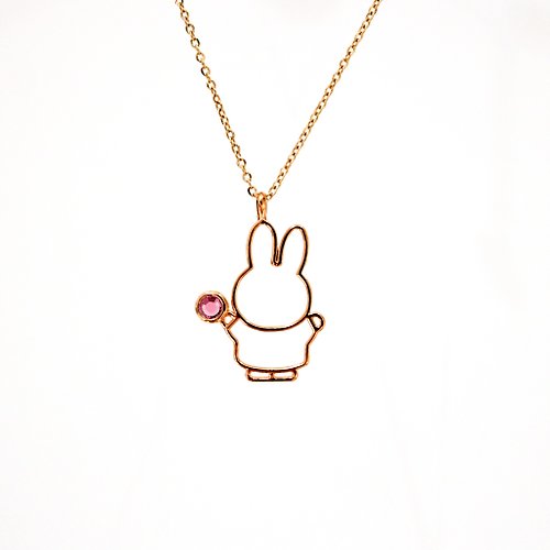 Mille-Feuille Fashion 【Pinkoi x miffy】Miffy 粉晶水晶項鍊 | 十月誕生石