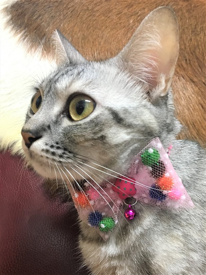 BAO cat yarn mesh bow collar Christmas pet collar * concerned about the store take freight coupons - ปลอกคอ - เส้นใยสังเคราะห์ หลากหลายสี