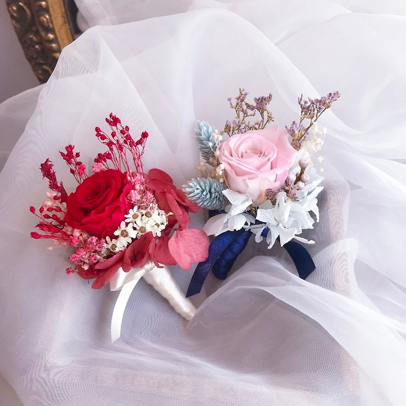 Eternal Corsage groom corsage corsage wedding dry flowers (please note the color pink or red, if no remarks and random shipments) - Plants - Plants & Flowers Pink