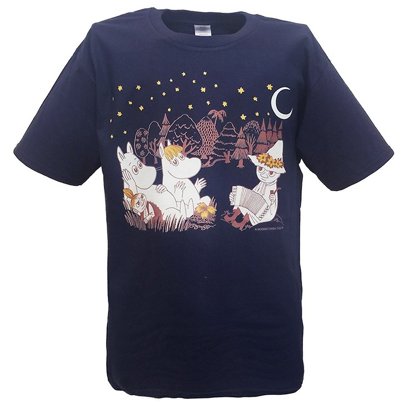 Moomin嚕嚕米授權-T恤【仲夏之夜】成人短袖 T-shirt - 男 T 恤 - 棉．麻 黑色