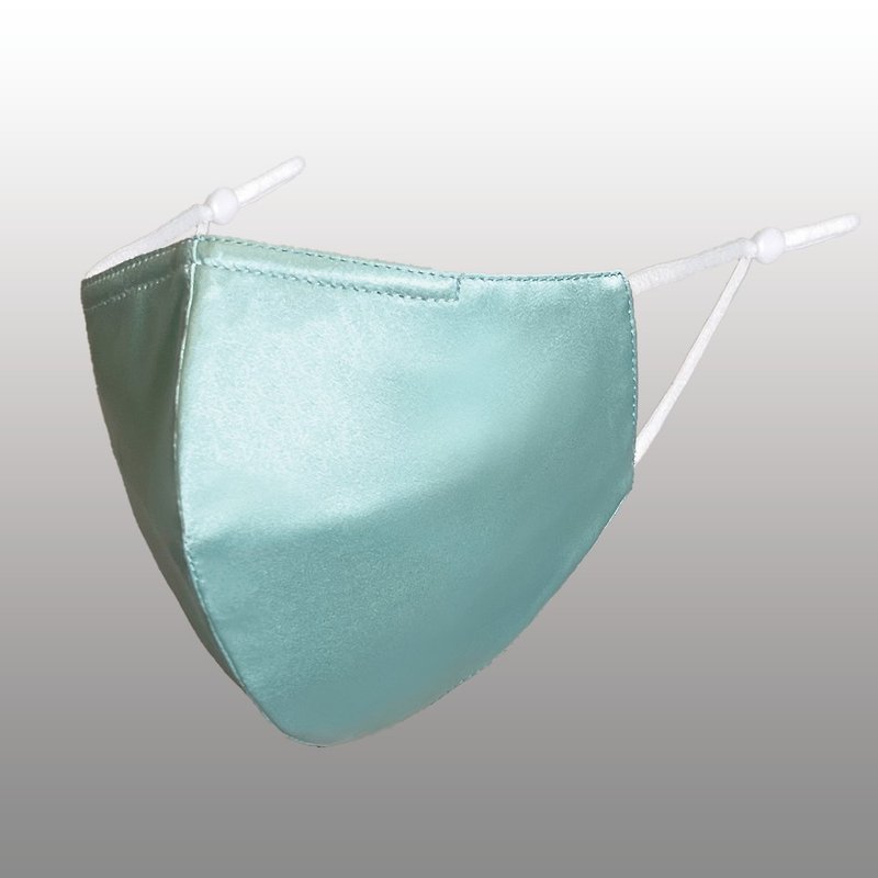 【100%頂級桑蠶絲】可重用絲質口罩 立體貼面設計 抗菌銀離子層 - 口罩/口罩收納套 - 絲．絹 藍色