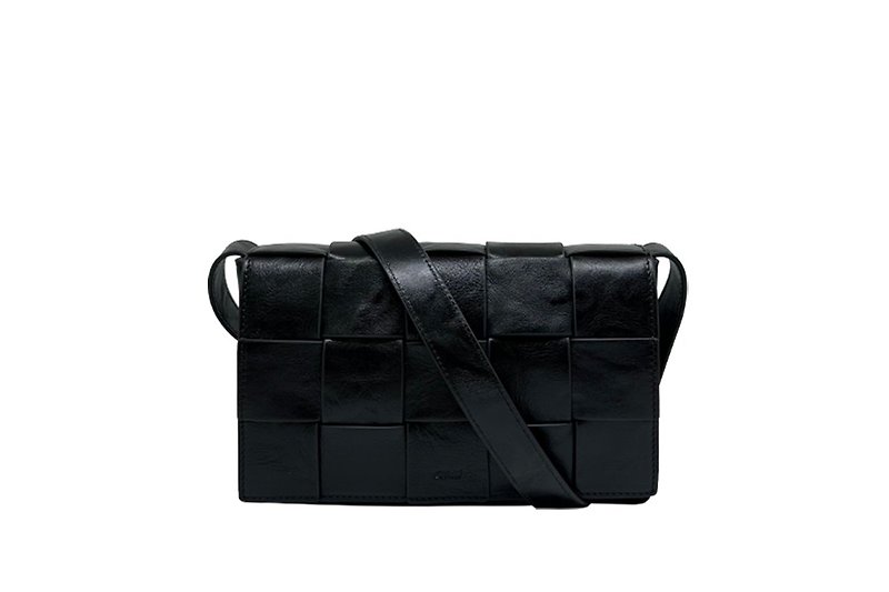 MAEVE woven crossbody bag-M - Messenger Bags & Sling Bags - Genuine Leather Black