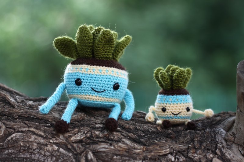 Crocheted Succulent Plant, Set big and small Succulent - 壁貼/牆壁裝飾 - 羊毛 