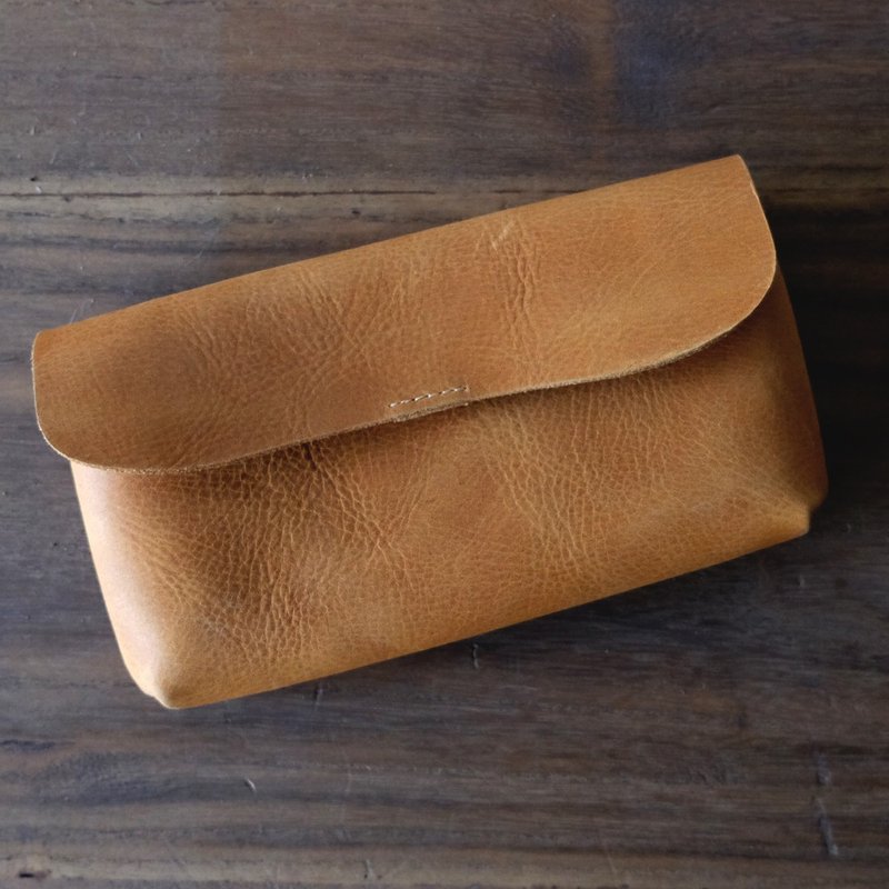 Long Leather Wallet in Caramel Brown - 錢包/皮夾/長短夾 - 真皮 咖啡色